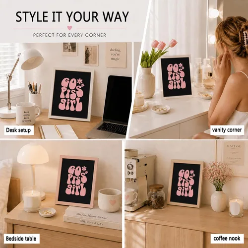Vista 6 de Go Piss Girl Arte de Pared Trendy Arte de Pared Divertido Idea de Regalo Lindo Decoración de Apartamento Impresión de Baño Rosa Decoración