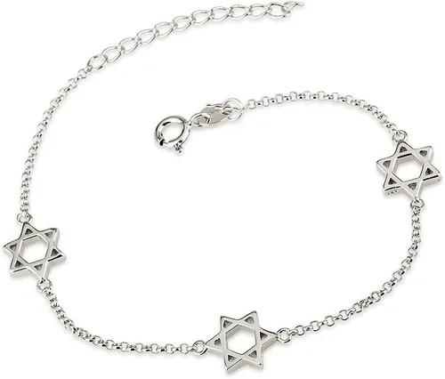 Vista 3 de Pulsera de la estrella de David – Pulsera de oración judía, hecha en Israel, regalo de Tierra Santa 1 dije