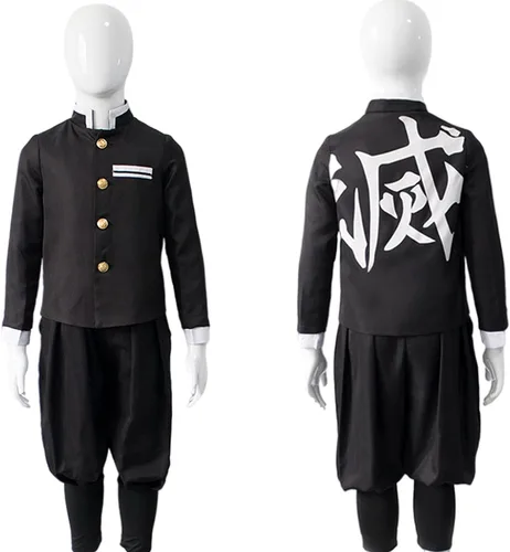 Vista 5 de UQJE Kamado Tanjir - Disfraz de cosplay de Tanjir de anime para niños, conjunto de kimono de Halloween