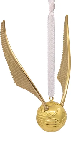 Vista 2 de Hallmark Adorno de Navidad de metal de Snitch dorado de Harry Potter de primera calidad 2018