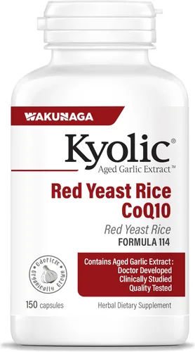 Vista 2 de Kyolic Fórmula 114 de extracto de ajo envejecido, arroz de levadura roja CoQ10, 75 cápsulas