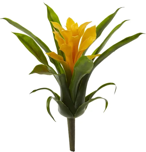 Vista 4 de Nearly Natural Tallo de flor artificial de bromelia de 11 pulgadas, juego de 6