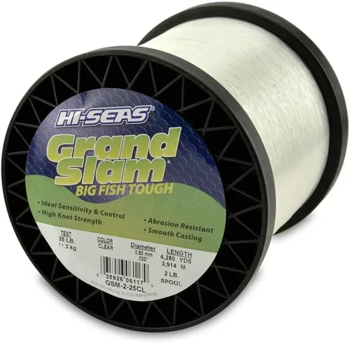 Vista 26 de HI-SEAS Grand Slam - Sedal de pesca de monofilamento, fuerte y resistente a la abrasión, en agua dulce y salada transparente, rosa, verde, azul