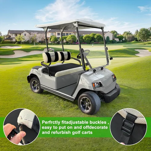 Vista 8 de Funda de asiento de carrito de golf, transpirable, lavable, fácil de instalar, tela de malla, funda de asiento de carrito de golf para Yamaha G2 G9