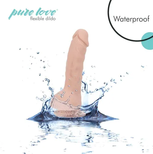 Vista 4 de Pure Love - Vibrador de silicona con ventosa, 7.5 in, color beige, juguete sexual para adultos