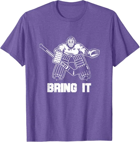 Vista 6 de Divertida camiseta gráfica de ropa de portero de hockey sobre hielo, Negro, S