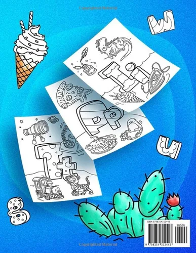 Vista 2 de Draw & abc Coloring Book for Kids 3+ years Relaxation and Fun 26 illustration pages 26 calligraphy pages