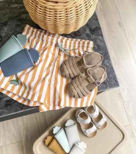Vista 28 de Traje de baño para niños, ropa de playa de secado rápido, pantalones cortos de natación para niños pequeños, traje de baño a rayas, traje de baño