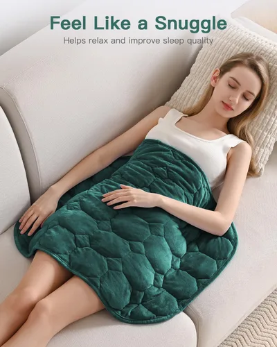 Vista 3 de Lofus Manta con peso de 7 libras para adultos, transpirable y calmante manta con peso pequeña para viajes, relajación y siestas, lavable a máquina