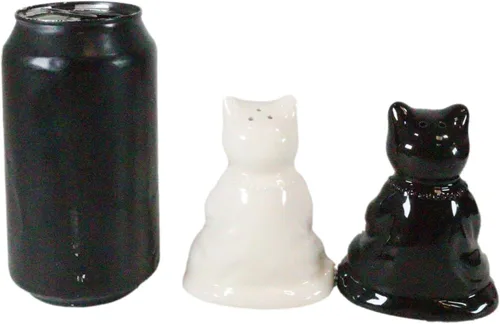 Vista 8 de Ebros Gift Blanco y negro Yin Yang Monasterio de monje zen religioso Buda Gatos Monjes Meditación Cerámica Sal y Pimentero Estatuilla Set Feng Shui