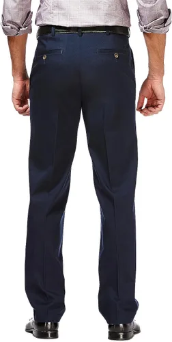 Vista 2 de Haggar - Pantalones caqui para hombre, no requieren planchado, de corte clásico, con pretina ampliable y parte delantera plana, tallas estándar