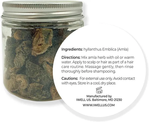 Vista 6 de Well's - Hierba amla seca para infusión de aceite capilar, 100% puro, 1.9 onzas