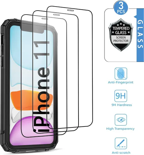 Vista 2 de Funda para iPhone 11, para iPhone 11 con 3 protectores de pantalla de vidrio templado, anillo magnético integrado de grado militar con soporte