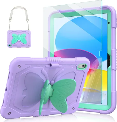 Vista 15 de Ambison Funda para iPad de 9ª/8ª/7ª Generación de 10.2 pulgadas con Protector de Pantalla de Vidrio, Cubierta Protectora Resistente a Prueba