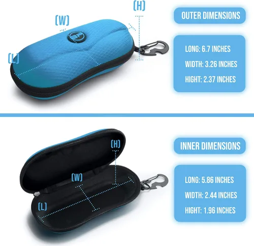 Vista 3 de BLUPOND Funda de gafas de sol semiduro de EVA con gancho de metal para colgar clip de cinturón para almacenamiento de gafas de sol