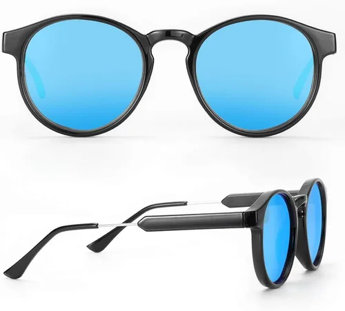 Vista 2 de Lentes de sol polarizados para mujer, estilo retro, redondo, para mujer, estilo vintage