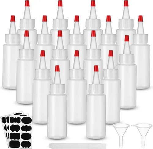 Vista 11 de Lounsweer 6 botellas pequeñas de plástico de 4 onzas con tapas, clásico