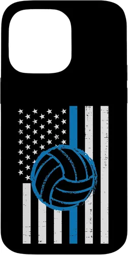 Vista 21 de US Flag Blue Line Volleyball Vintage Patriotic Police Cop Case for iPhone 17