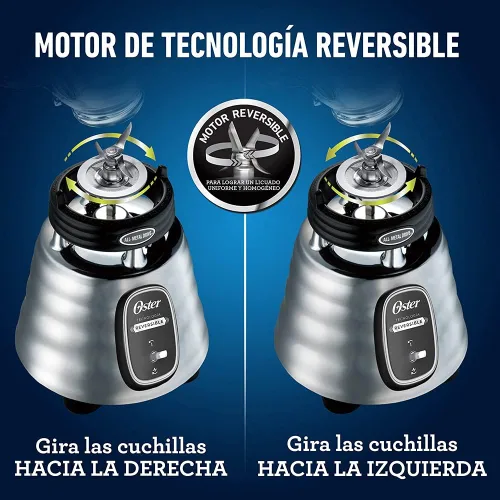 Vista 4 de Batidora clásica Oster reversible tarro de vidrio cromado BLSTBESTE013