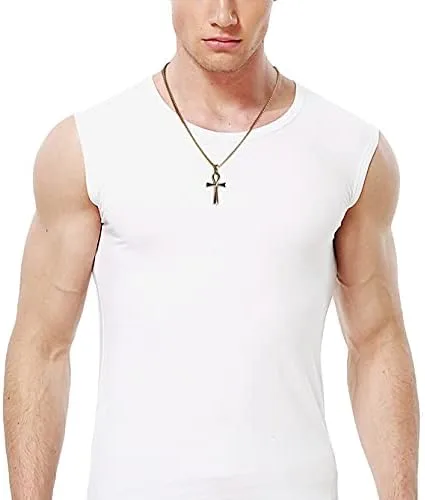 Vista 5 de Collar con colgante de cruz de Ankh copta egipcia antigua de acero inoxidable para niños, mujeres y hombres, en cadena Rolo de 24 pulgadas