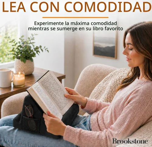 Vista 4 de Brookstone - Soporte para tableta de mesa de regazo con espuma viscoelástica, sostiene teléfonos, iPads, lectores de libros electrónicos, 2 ángulos