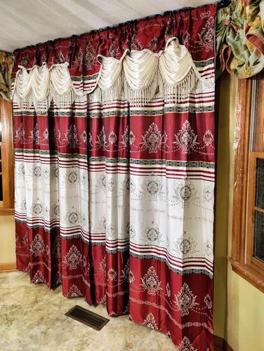 Vista 9 de GOHD Harmony Horizon. Panel de cortina jacquard con cenefa de lujo adjunta. Juego de 2 piezas. Cada pieza de 54 pulgadas de ancho x 90 pulgadas