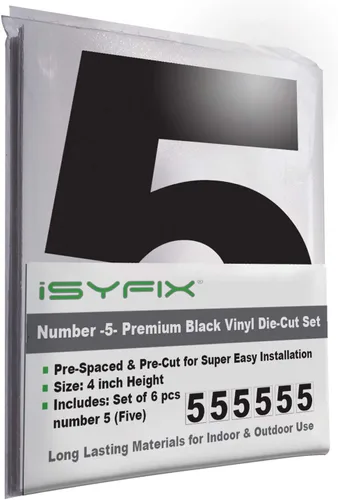 Vista 40 de iSYFIX Calcomanías de vinilo negro con el número 7 (siete), paquete de 6 calcomanías autoadhesivas de 7 pulgadas, calcomanías troqueladas y Negro