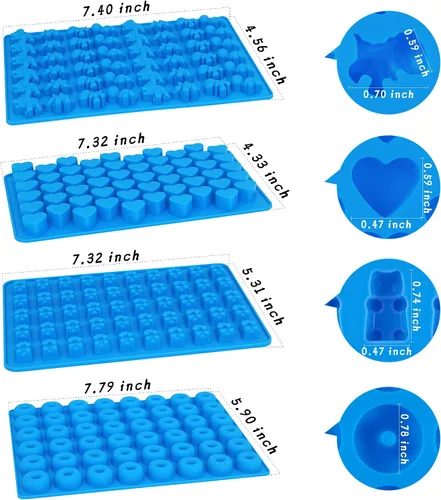 Vista 2 de Sidosir 4 Piezas Moldes de Ositos de Goma, Molde de Chocolate de Silicona Antiadherente para Dinosaurio, Dona, Corazón, Moldes de Dulces de Silicona