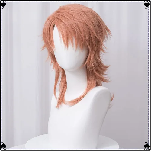 Vista 5 de Anime Demon Slayer Kimetsu no Yaiba Sabito Wig Cosplay Costume Men Women Orange Pink Curly Hair Heat Resistant Synthetic Hair Wigs (Sabito)