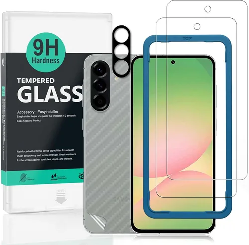 Vista 11 de Ibywind Protector de pantalla para SamSung Galaxy A51, con 2 piezas de vidrio templado, 1 protector de lente de cámara, 1 película de fibra