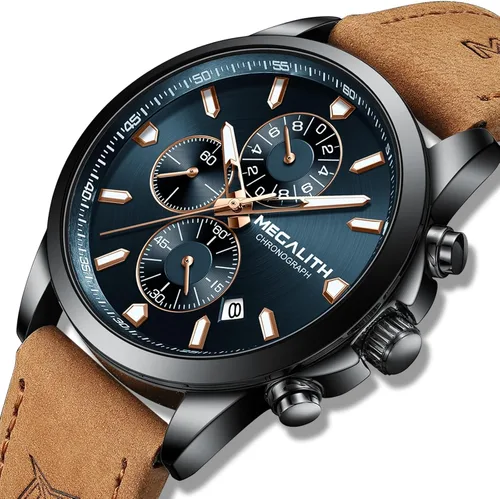 Vista 2 de MEGALITH Wrist Watches for Men Luxury Dress Silver Stainless Steel Chronograph Watch Waterproof - Gift for Husband Father at Birthday Anniversary