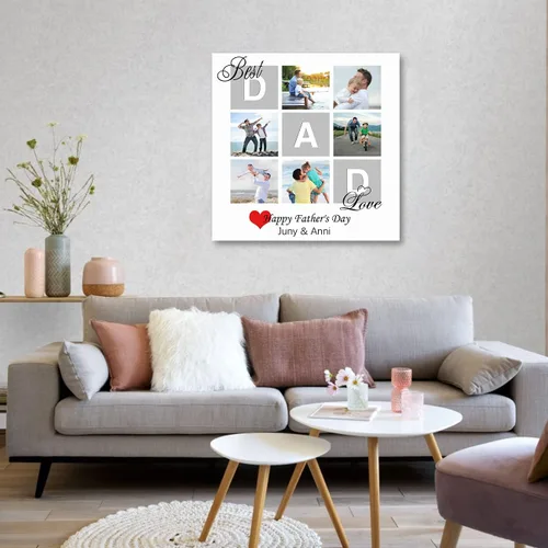 Vista 3 de LZIMU Regalos personalizados para el Día del Padre, lienzo impreso con tus fotos, lienzo personalizado para pared, regalos únicos de cumpleaños