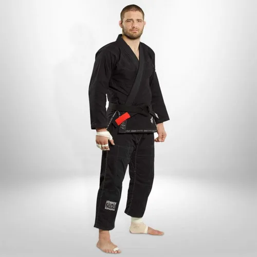 Vista 5 de FUJI Suparaito BJJ GI y uniforme de artes marciales - Jiu Jitsu Gi brasileño con chaqueta de tejido de perlas Negro