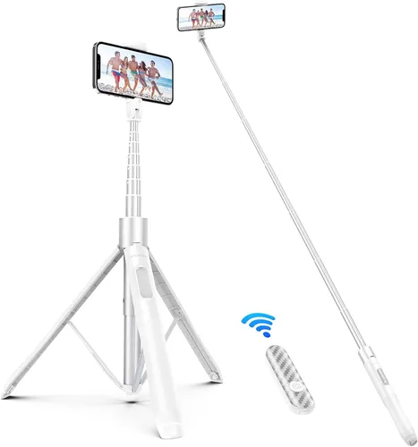 Vista 13 de ATUMTEK Trípode para selfie stick de 51 pulgadas, soporte extensible todo en uno con control remoto Bluetooth, rotación de 360° para iPhone y Negro