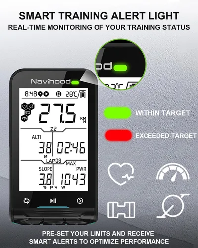 Vista 8 de Computadora de bicicleta L3 GPS inalámbrica, pantalla de 2.6 pulgadas, velocímetro de bicicleta Bluetooth ANT+, IPX7 impermeable, retroiluminación