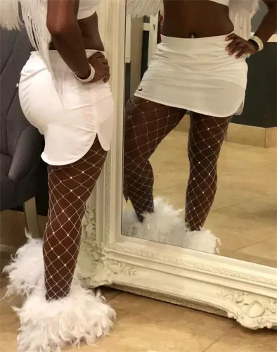 Vista 3 de Betteraim Medias de red con diamantes de imitación para mujer, medias de red brillantes para carnaval con purpurina
