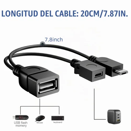 Vista 3 de Eanetf OTG Cable 3 unidades micro USB para Fire Stick Galaxy HTC Micro USB OTG cable 3 pack, 2-in-1 host + power, For Fire Stick/Samsung/LG/HTC