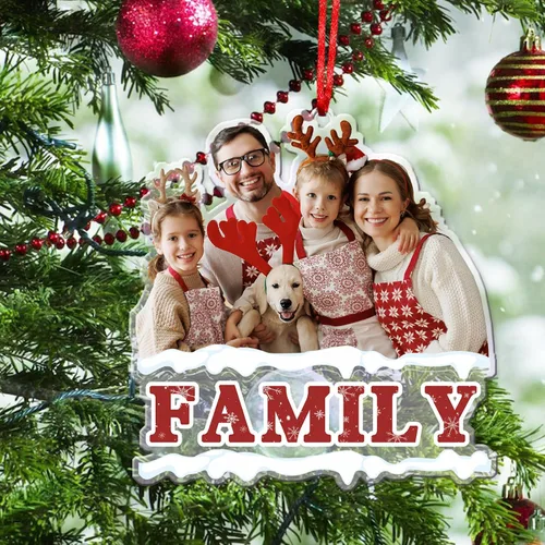 Vista 6 de Adornos de Navidad personalizados con foto personalizada, adornos acrílicos personalizados con texto de imagen personalizado 2023, familia, pareja