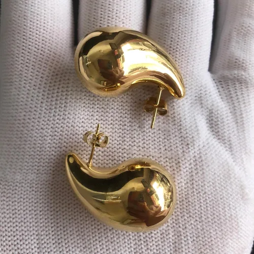 Vista 4 de Tear Drop Earrings for Women Chunky Hollow Waterdrop Gold Hoop Earrings Hypoallergenic 18k Gold Plated Stainless Steel Earrings Fashion Jewelry for