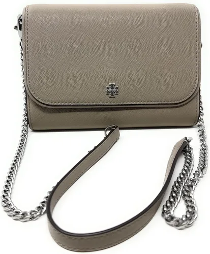 Vista 4 de Tory Burch Emerson Chain Wallet - Bolso cruzado de cuero (tiza gris), Tiza gris