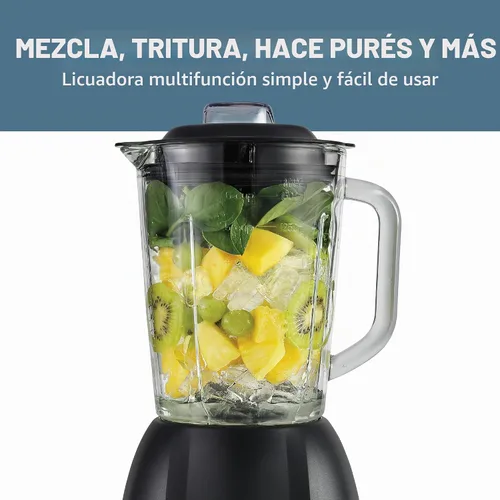 Vista 3 de Licuadora West Bend con jarra de mezcla de 48 onzas y taza de viaje de 20 onzas, diseño compacto con control de dial, 700 vatios, negro
