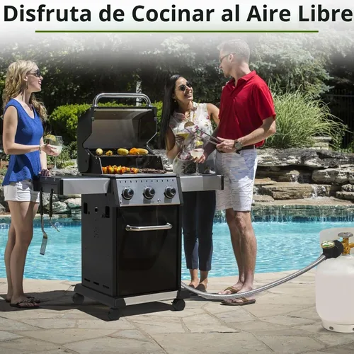Vista 5 de Adaptador de manguera de propano de 6 pies con calibre, trenzado de acero inoxidable de 1 lb a 20 lb