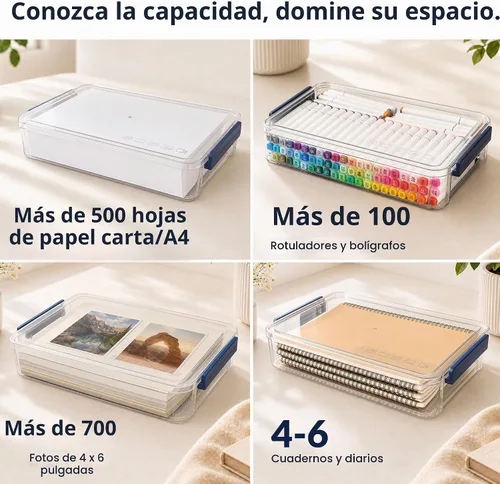 Vista 2 de CATOOMUU - Juego de 2 cajas de almacenamiento de 5.5 cuartos de galón, 9 x 13, de plástico, portátiles, con cierre de presión, transparentes