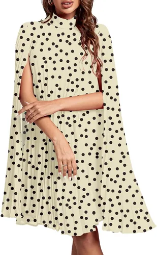 Vista 36 de Rooscier Vestido midi de fiesta plisado con cuello alto falso y espalda abierta para mujer