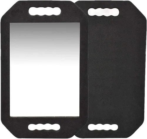 Vista 3 de Rimosy - Espejo de mano ligero – Espejo de mango de espuma negra para peluqueros y salones – Doble mango para fácil transporte y sujeción