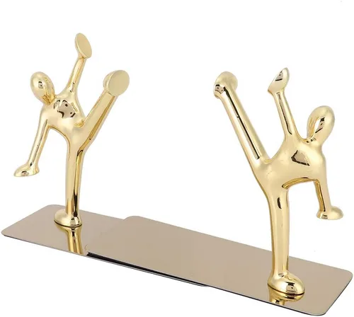 Vista 9 de Sujetalibros, Sujetalibros de acero inoxidable Escritorio Pequeño Estantería Kung Fu Figura Estantería Sujetalibros Cocina para la Escuela Familia