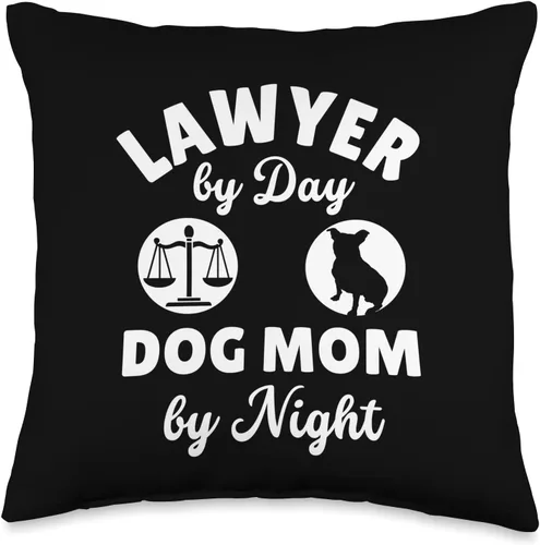 Vista 5 de Lawyer Gifts For Women Dog Mom Law School Student Law Women Justice Lawyer by Day Dog Mom by Night - Almohada de 18 x 18 pulgadas, multicolor