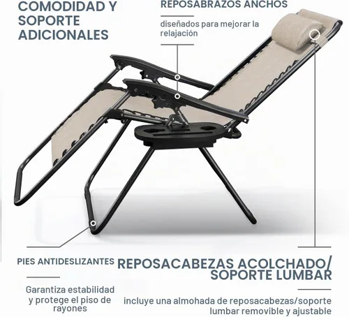 Vista 6 de Nestl Sillas de gravedad cero, juego de 2, silla de patio al aire libre con almohadas y bandejas portavasos, silla reclinable plegable de malla