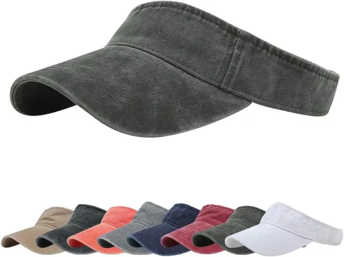 Vista 2 de Gorras Deportivas con Visera Solar de Algodón con Parte Superior Abierta para Hombres y Mujeres Verde militar