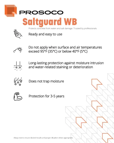 Vista 4 de Saltguard® WB - Sellador de hormigón penetrante y transpirable – Confiado por profesionales (1 galón)